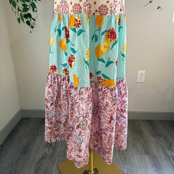 Nanette Lepore Play Tiered Patchwork Floral Maxi Dress Cottagecore Boho Size S - Picture 5 of 11
